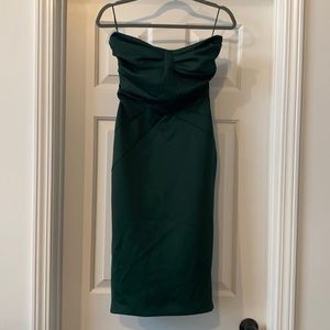 Strapless forest green formal dress